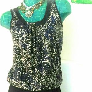 Ann Taylor Loft Purple Black Gray & Cream Top